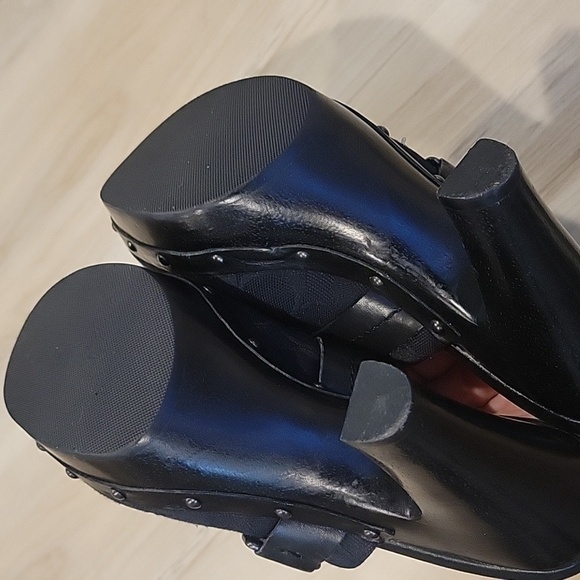 COACH Black Ivy C Signature Logo Fabric Clogs Mules Wooden Heels 7. - Picture 9 of 10